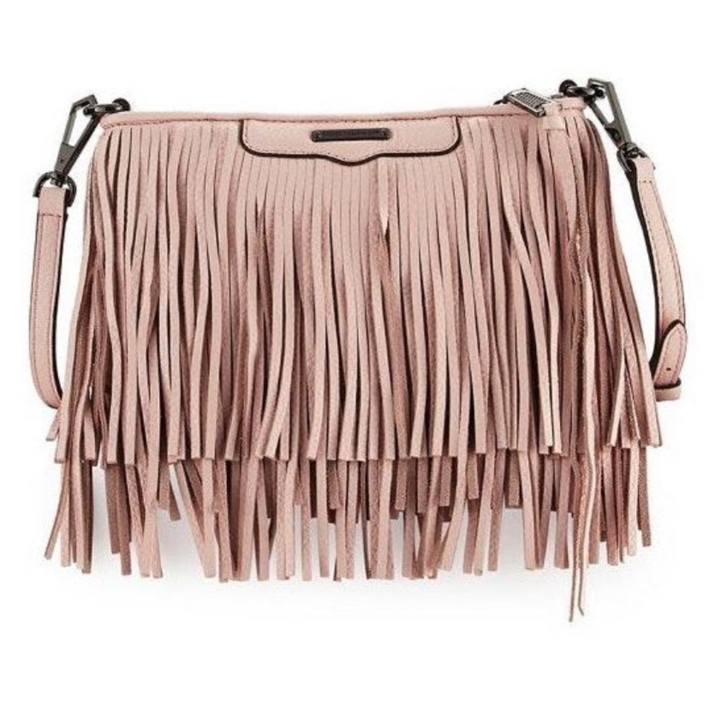 Rebecca Minkoff Pink Fringe Suede Crossbody